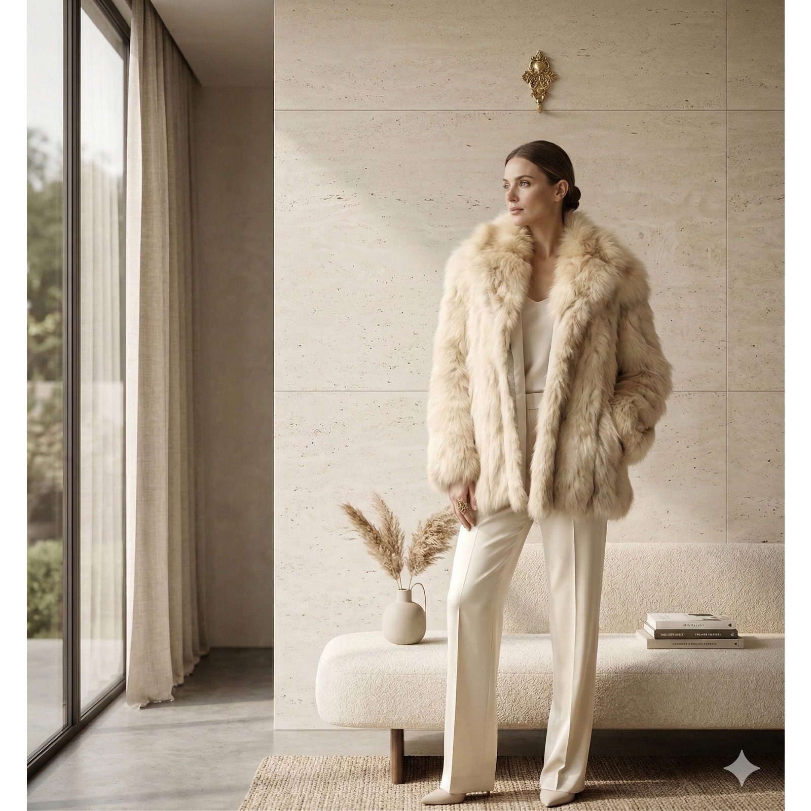 Natural Blue Fox Coat Norway Size L/M Vintage Mob Wife Apres Glamour Hollywood